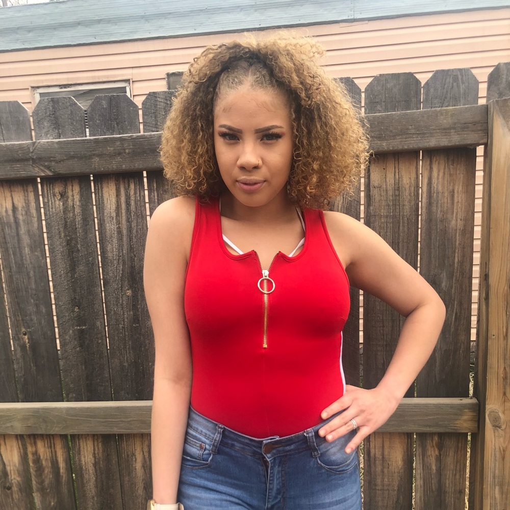 Red body suit